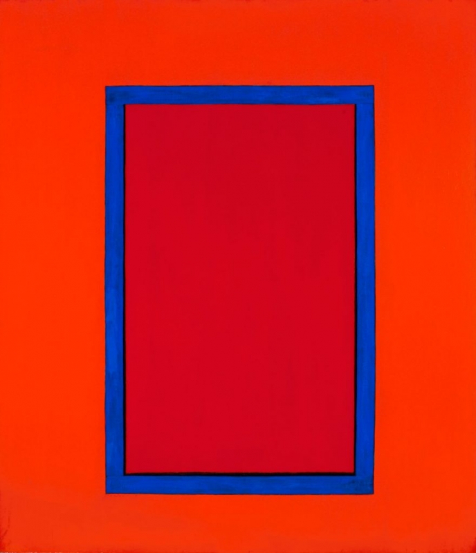 marion-c-acrylic-on-canvas-window-painting-harold-joe-waldrum Marion C, 64x56" acrylic on canvas window painting, Harold Joe Waldrum, 1979