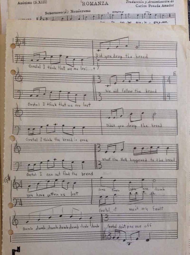 Hansel & Gretel - handwritten music by Harold Joe Waldrum